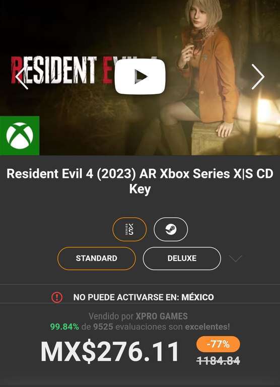 Kinguin: Resident Evil 4 Remake Xbox Series (ARG)