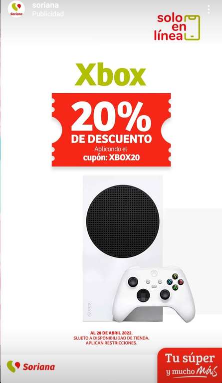 Soriana cupón Xbox series S