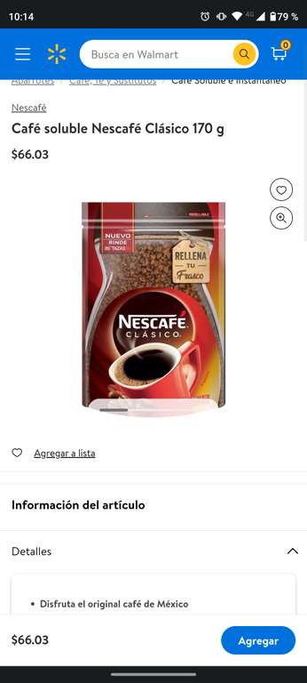 Walmart: Nescafé 170 gr
