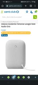 Sam's Club: Altavoz Asistente Personal Google Nest Audio Gris | Pagando con débito