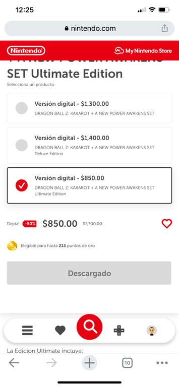 Dragón ball kakarot Nintendo switch digital $850 en eshop Nintendo mexico