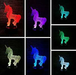 Amazon: Luz Nocturna Lampara 3D Unicornio Led 7 Colores Touch- envío prime