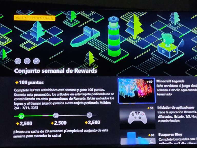 Xbox: Conjunto semanal Rewards 100 puntos
