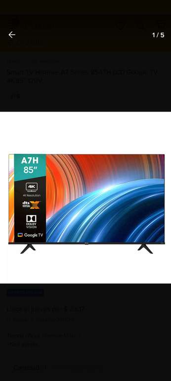Coppel: Pantalla LED Hisense 85" Ultra HD 4K Smart TV 85A7H