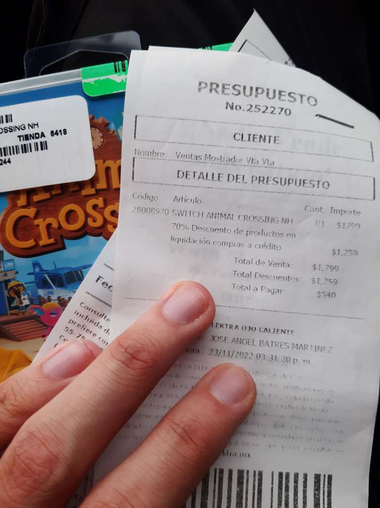 Nintendo Switch Animal Crossing $540 en Elektra Ojocaliente, Zacatecas.