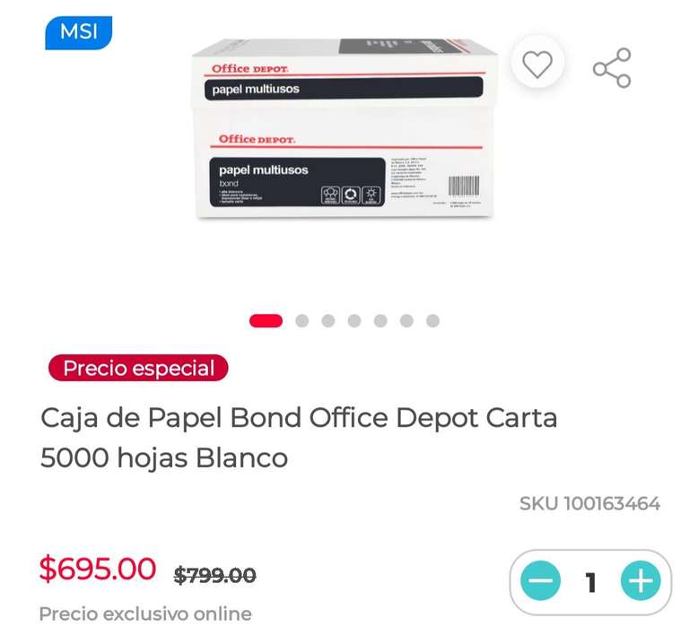 Office Depot: Impresora Canon G2160 + paquete con 5000 hojas + 500 hojas gratis (sin promos bancarias)