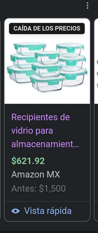 Amazon: Tuppers/Recipientes de vidrio 9 tuppers con tapa