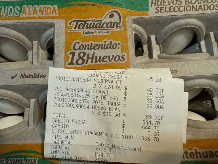 Walmart Huevo Tehuacán 18 pzas. - IRAPUATO