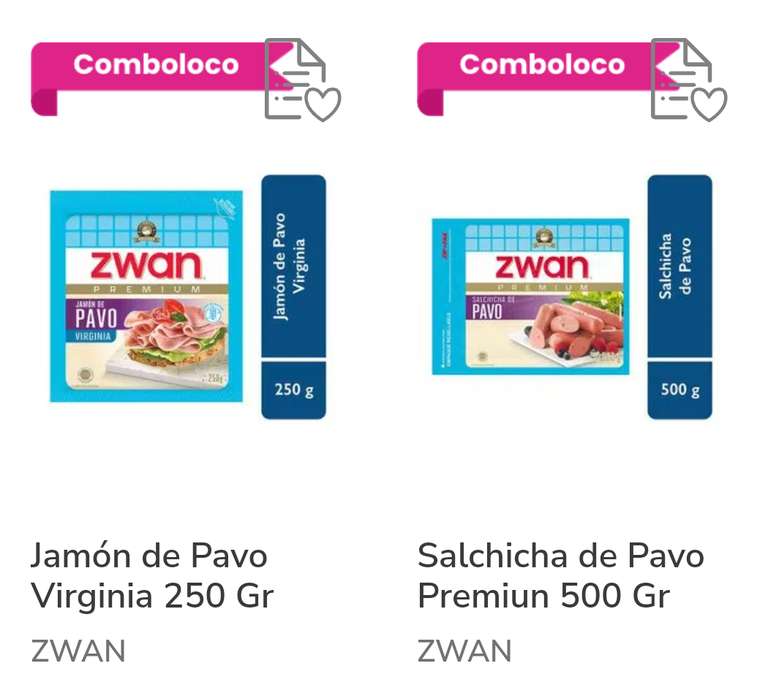 HEB: Salchicha de Pavo Zwan 500gr + Jamon de Pavo Zwan 250gr $44.90