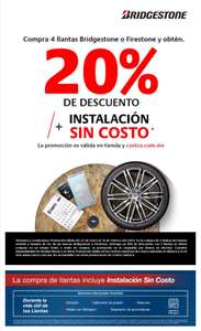Costco: Llantas Bridgestone 20% en Costco