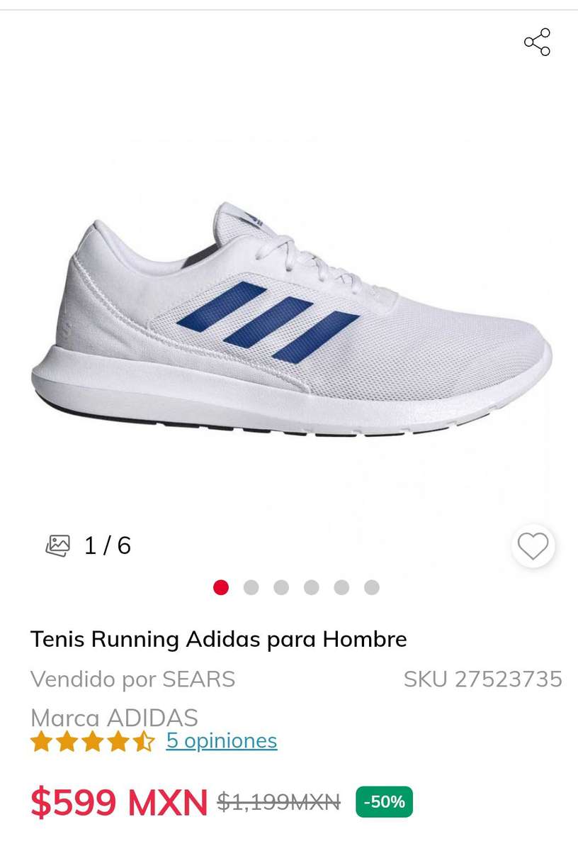 Sears: Tenis Running Adidas para Hombre (26 | 27) - promodescuentos.com