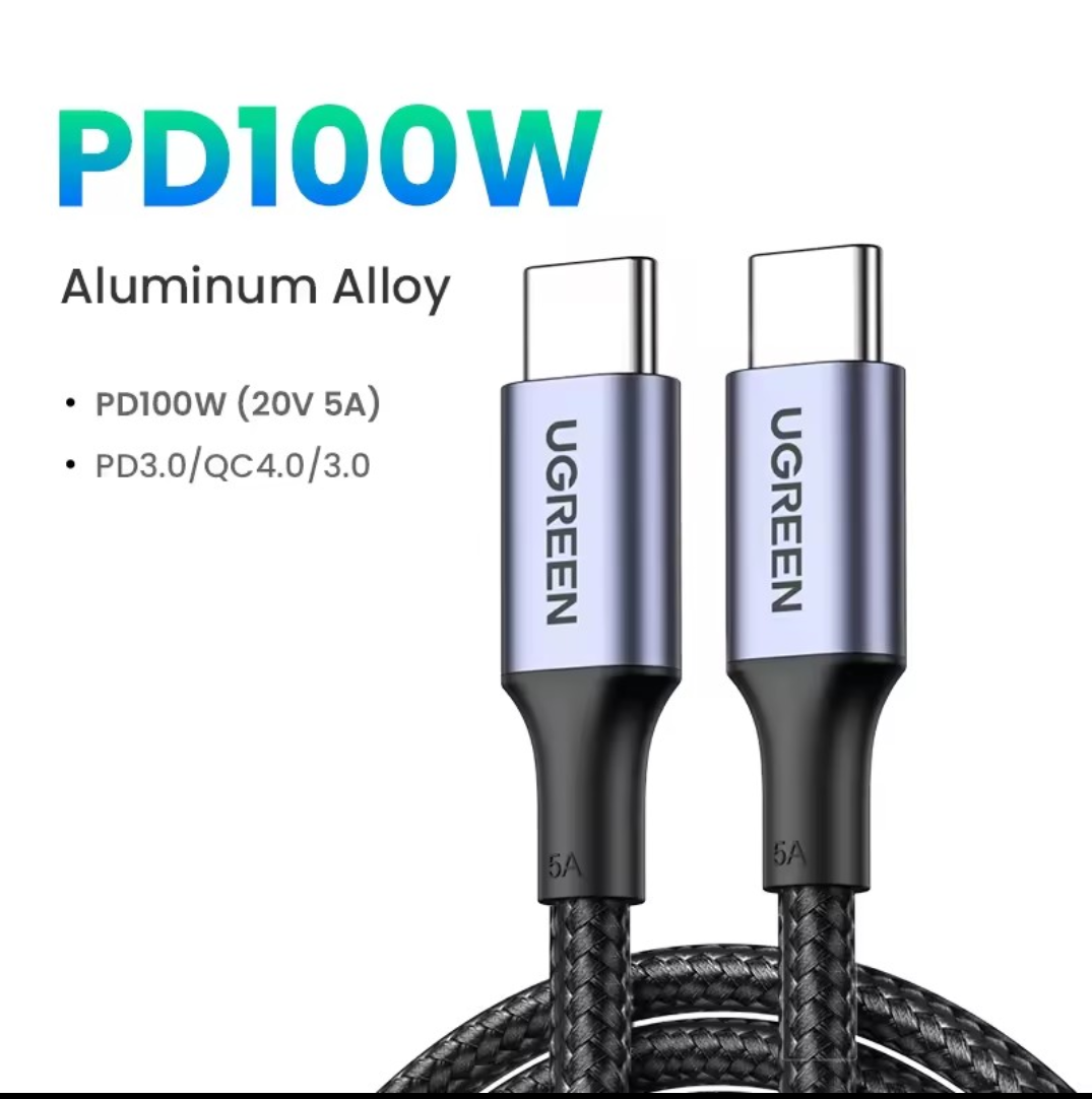 Aliexpress: Cable USB-C UGREEN PD3.0 100W Tipo C a Tipo C 2 Metros (SECCIÓN MONEDAS)