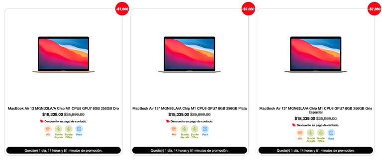 MacStore: MacBook Air M1 en $16,839 pagando con PayPal y usando cupón MSPAYPAL