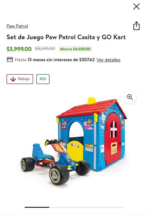 Walmart: Set de Juego Paw Patrol Casita y GO Kart