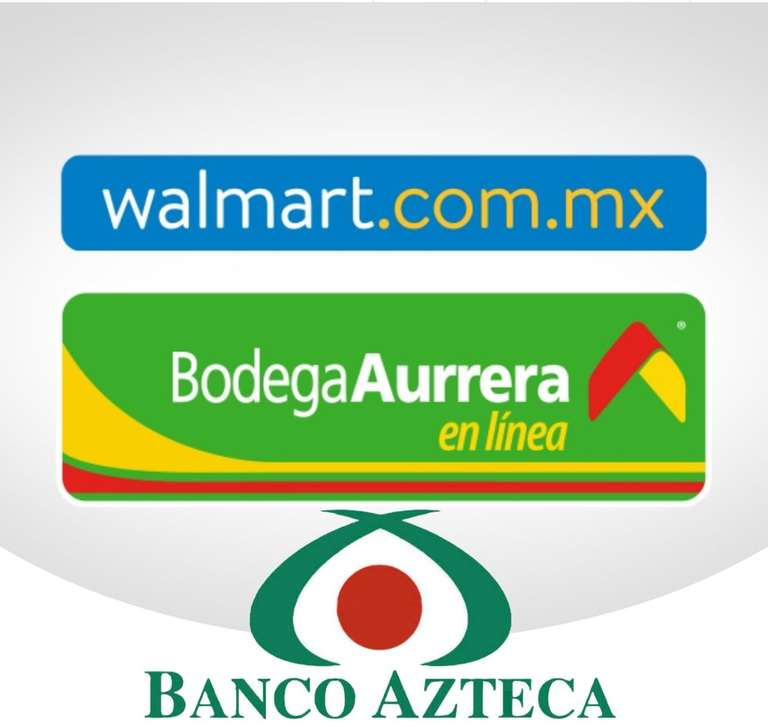 Walmart, Bodega y BANCO AZTECA: 10% Inmediato + 10% con cupón Para segunda Compra | TARJETA AZTECA, TDC ORO y Tarjetas de DÉBITO (Leer TyC)