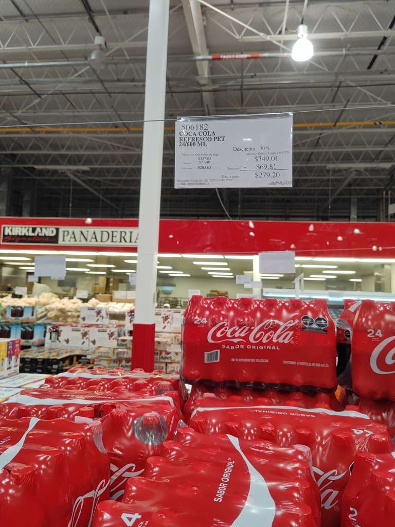 Costco: Paquete de 24 pzs de Coca Cola PET 600 ml, 20% de descuento