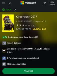 Xbox Store: Cyberpunk 2077 para Xbox One y Xbox Series X|S