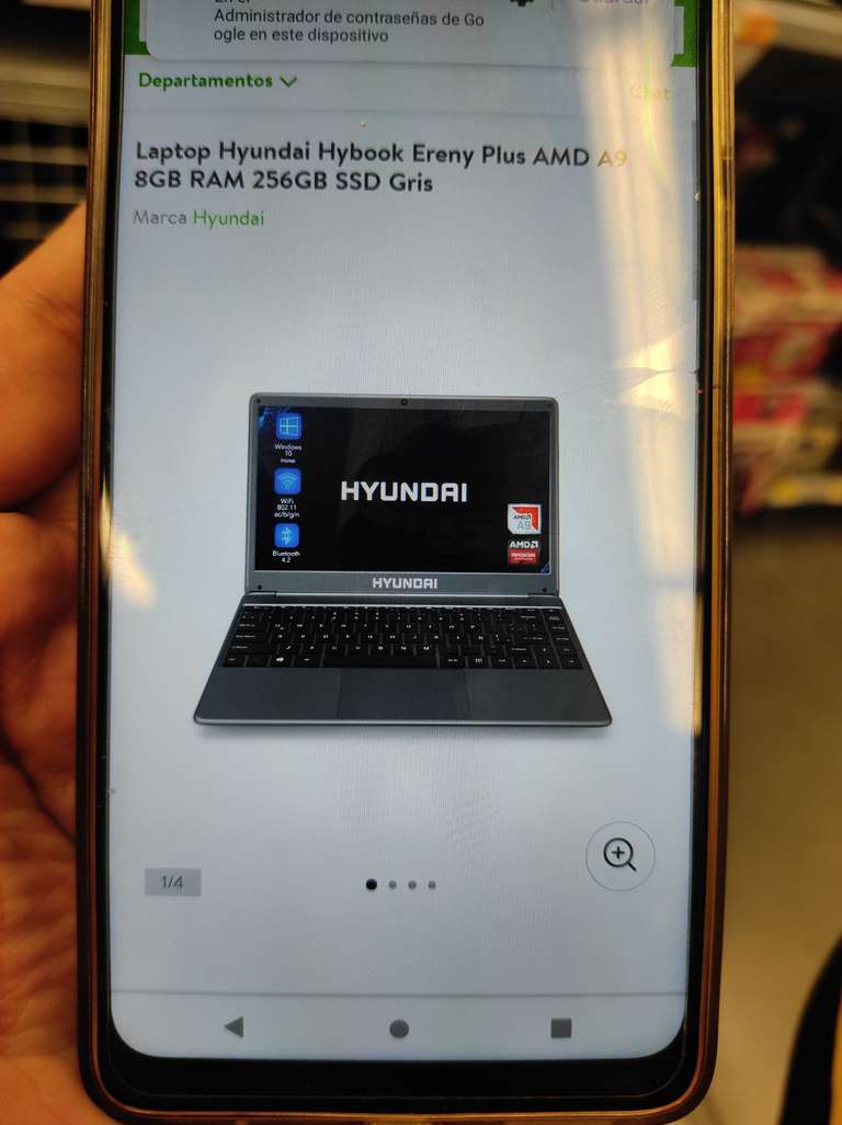 Bodega Aurrera: Laptop Hyundai Hybook Ereny Plus AMD A9 8GB RAM 256GB SSD Gris