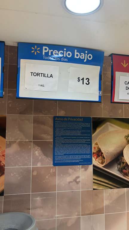1 Kg de Tortilla a 13 pesos en Walmart velaría aguascalientes