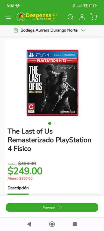 Bodega aurrera: The Last of Us Remasterizado PlayStation 4 Físico