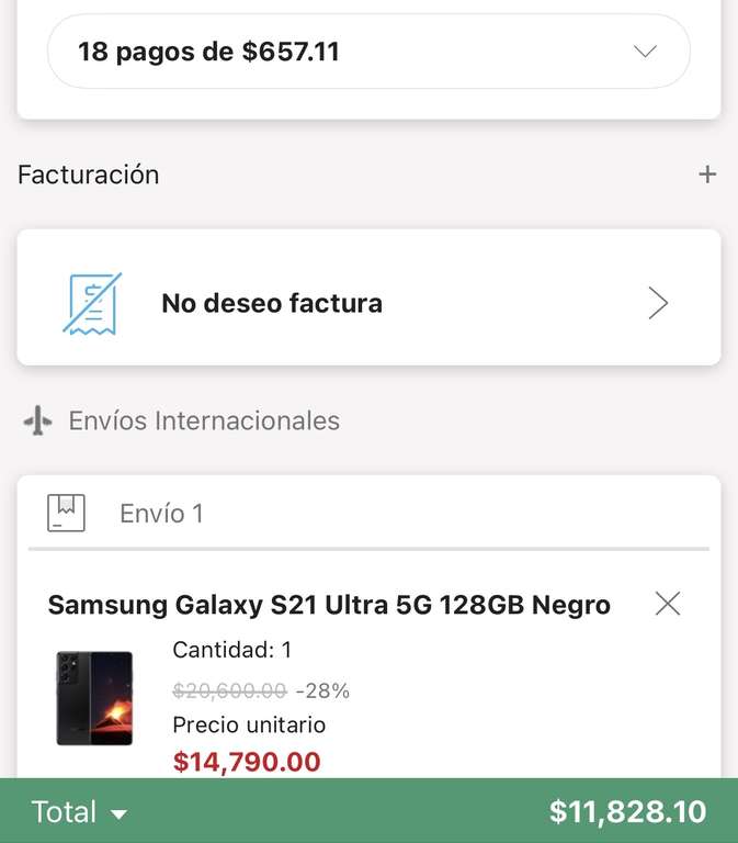 Linio: Samsung Galaxy S21 Ultra 5G 128GB 12GB Desbloqueado con PayPal