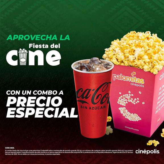 Cinemex y Cinépolis: Boletos en $29 2D, 3D $49 y VIP o Platino en $69 (5, 6  y 7 de septiembre) 