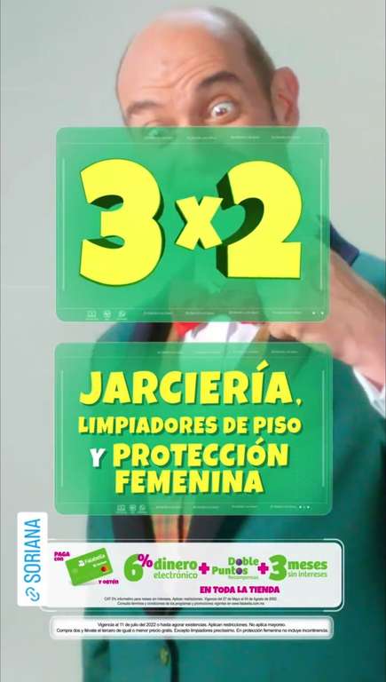 Soriana [Julio Regalado 2022]: 3x2 en jarciería, limpiadores de piso y protección femenina (del 8 al 11 de Julio)