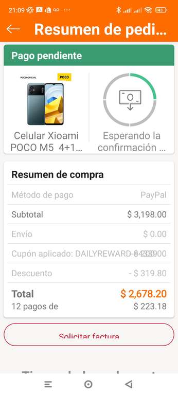 Linio: Celular Poco M5 4+128 GB | Pagando con PayPal ($2678 con cupón de iniciar sesión durante 7 días)