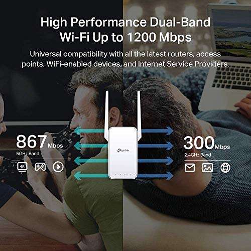Amazon: TP-Link AC1200 Extensor WiFi (RE315), Cubre hasta 1500 pies Cuadrados y 25 Dispositivos, 1200 Mbps repetidor WiFi de Doble Banda