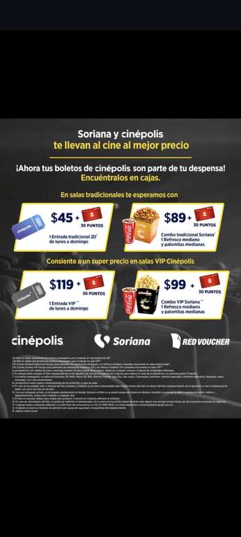 Soriana: boletos y combos de Cinepolis a precios especiales con puntos