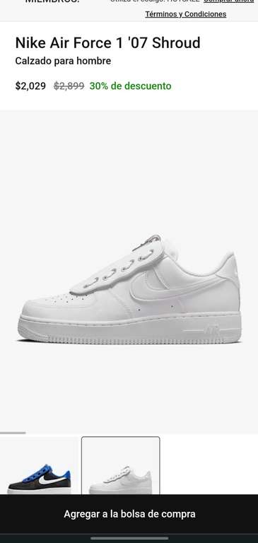 Nike: Tenis Air Force 1 '07 Shroud 30% descuento