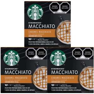 Amazon: Starbucks By Nescafé Dolce Gusto, Caramel Macchiato, 3 Paquetes con 12 Cápsulas Cada Uno, Caramel Macchiato, 12 Piezas