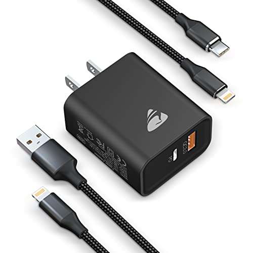 Amazon: 1xCargador 20w con doble toma PD. 1xCable USB-A a Lightning 180cm 1xCable USB-C a Lightning 180cm