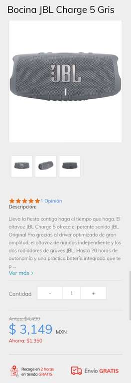 Bocina JBL Charge 5 Negra