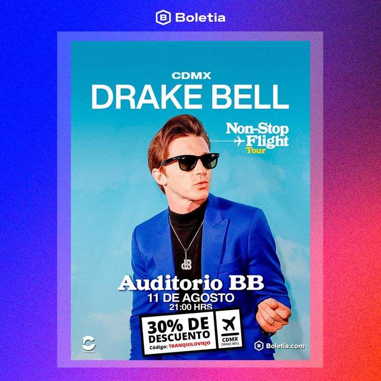 Boletia: 30% descuento para concierto de Drake Bell
