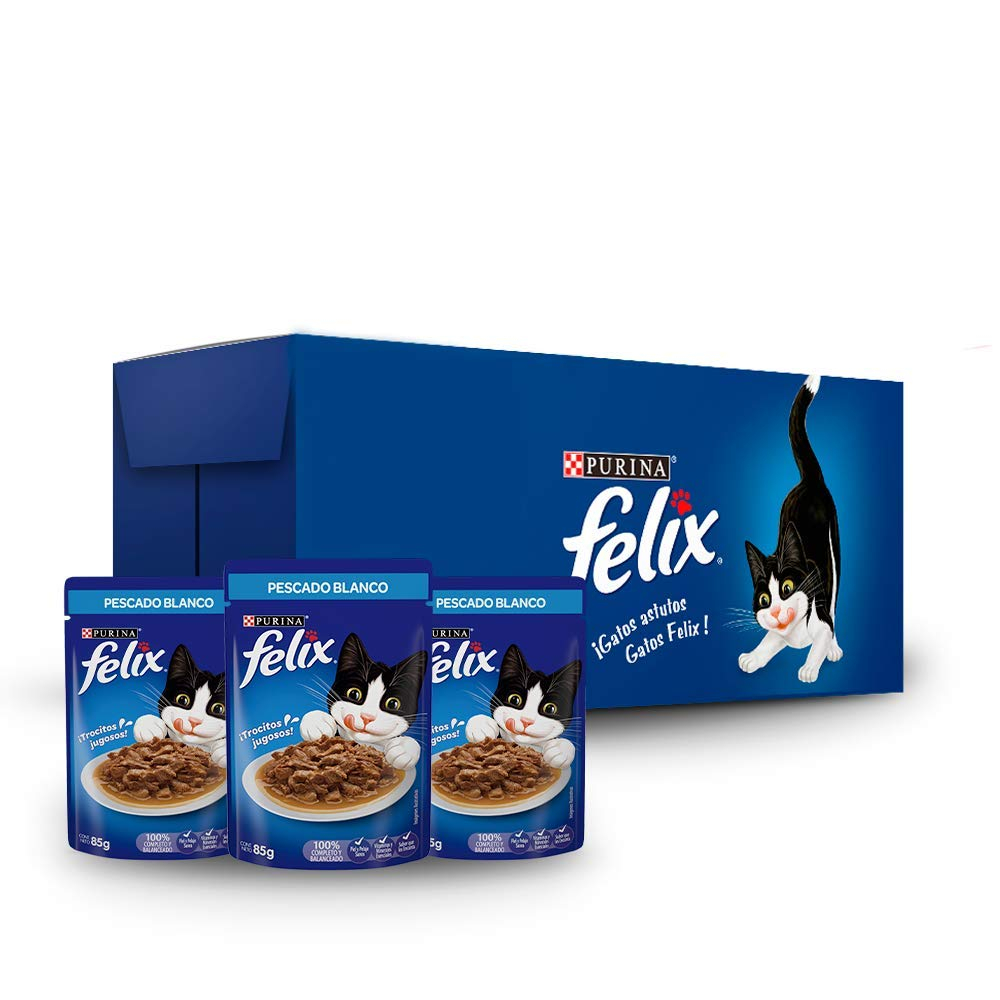 Amazon: Sobres Purina Felix Adulto Sabor Pescado Blanco 24pack de 85g