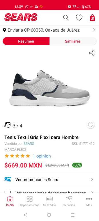Sears: Tenis textil Flexi para caballero