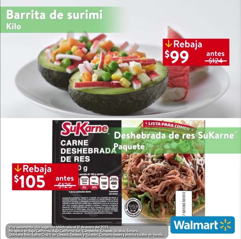 Walmart: Martes de Frescura 31 Enero: Piña $ kg • Jitomate ó Plátano ó  Aguacate $ kg 