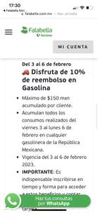 10% de reembolso en Gasolina Falabella
