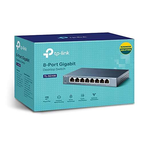 Amazon: TP-Link TL-SG108 Unmanaged Switch de Escritorio, 8 Puertos 10/100/1000Mbps