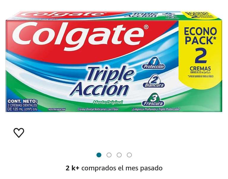 Amazon: Colgate Triple Acción Pasta Dental Menta Original, Protección, Blancura Y Frescura, 2 x 115 ml