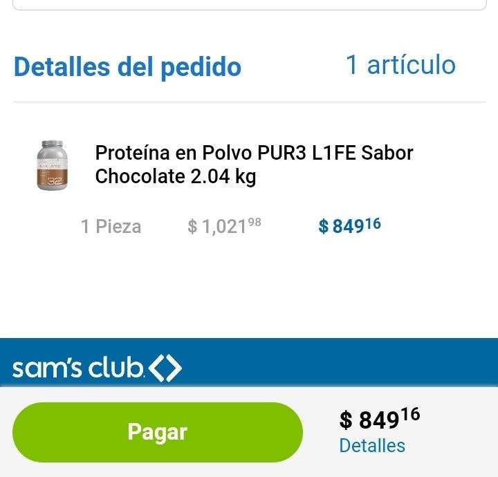 Sam's Club: Pequeña compilación proteínas samsclub app