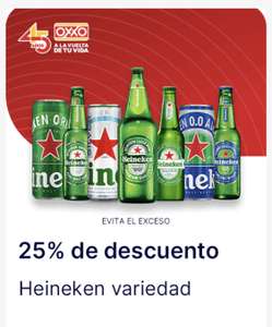 Oxxo: Cupón 25% de descuento Heineken