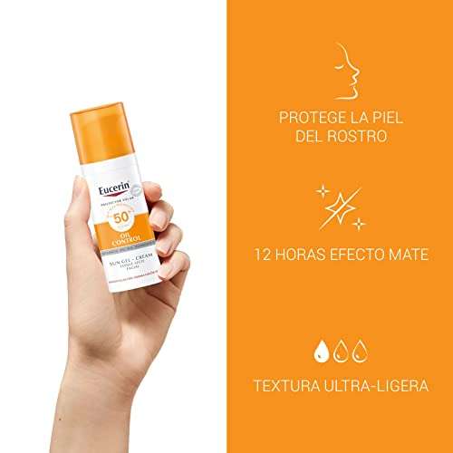 Amazon: Eucerin Protector solar facial efecto mate toque seco Oil Control, , 50 ml | Planea y ahorra, envío gratis prime