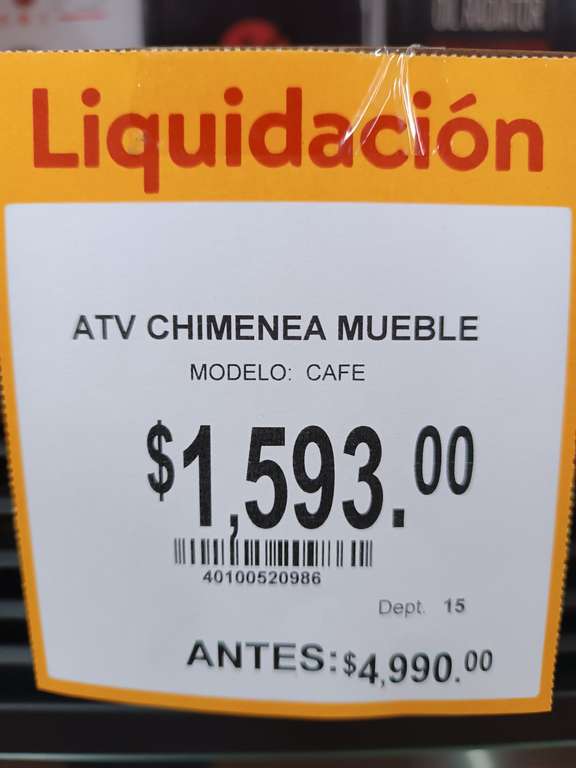 Visto en Walmart Tehuacán, Puebla. No sé si es nacional. ATV Chimenea Mueble