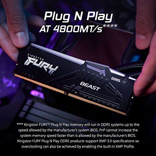 Amazon: Kingston Technology Fury Beast RGB 32GB (2x16GB) 6000MT/s DDR5 CL36 Kit de Memoria de computadora de 2