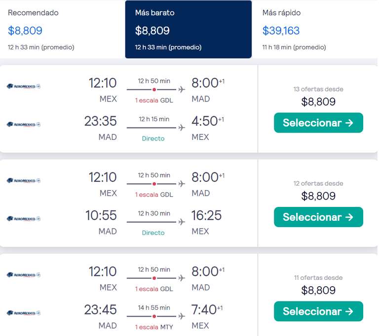 Skyscanner: Europa (Madrid) por $8,809 vuelo redondo, precio final con AeroMéxico!!
