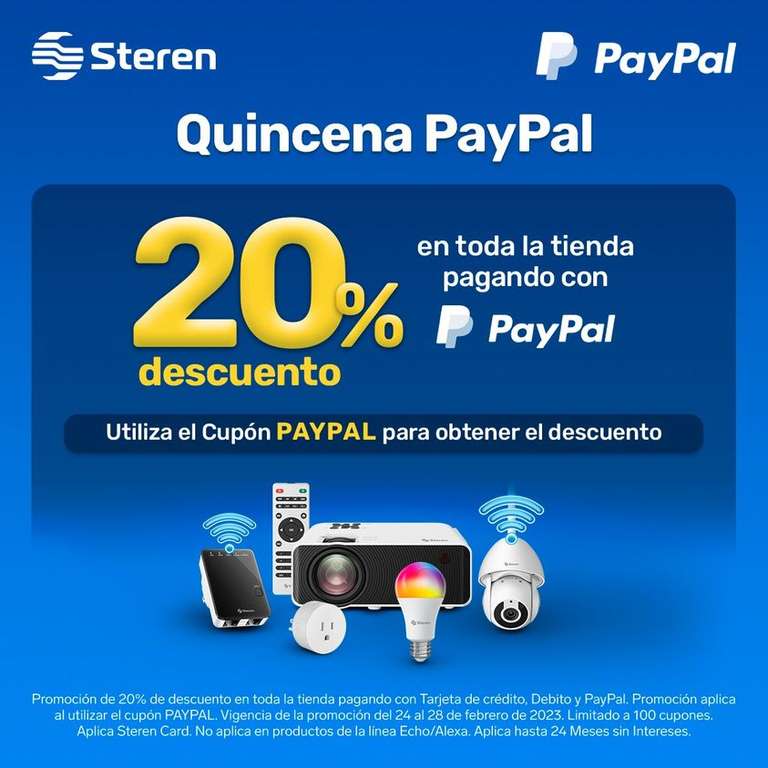 Steren: 20% de Descuento en Toda la Tienda Pagando con PayPal