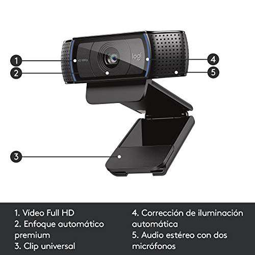 Amazon: Logitech C920 HD Pro Webcam, Videoconferencias 1080P FULL HD 1080p