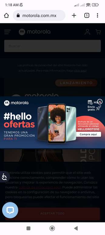 Motorola- Descuento extra del 10%.